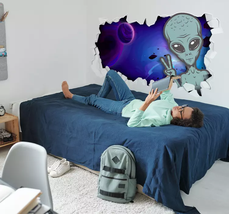 Aufkleber visuelle Effekte Gebrochene wand alien - TenStickers