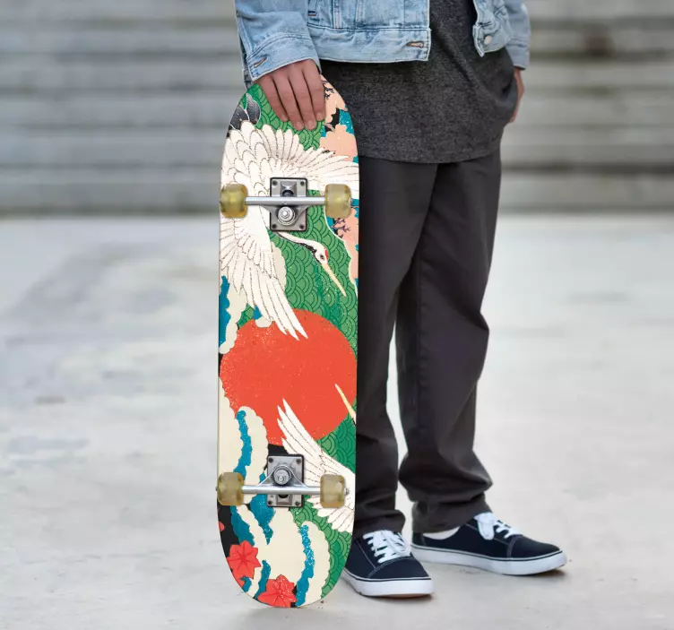 Aufkleber roller kraniche unter der aufgehenden sonne - TenStickers