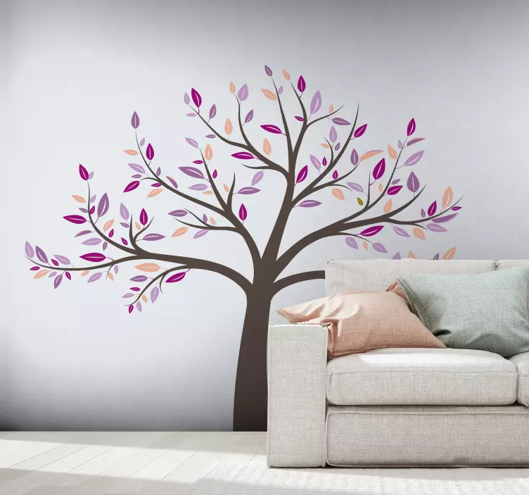 Wandtattoo Baum Baum mit rosa Details - TenStickers