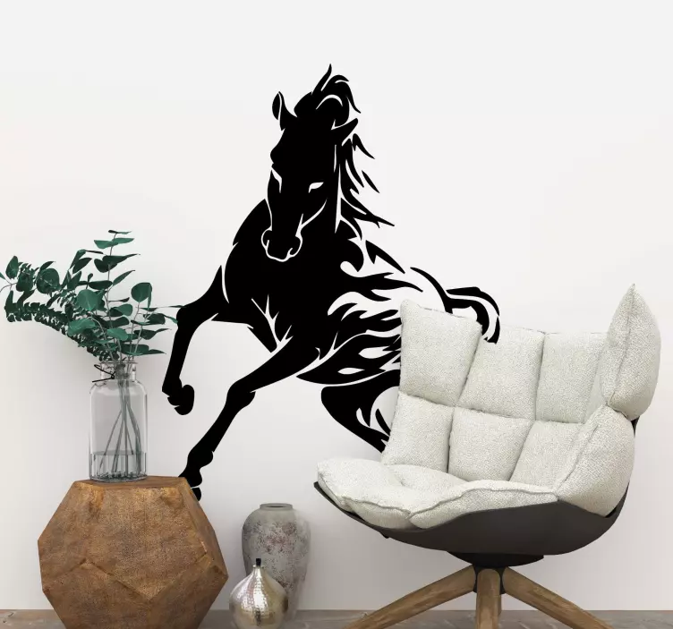 Wandtattoo Tier Künstlerisches schwarz-weiß-pferd - TenStickers