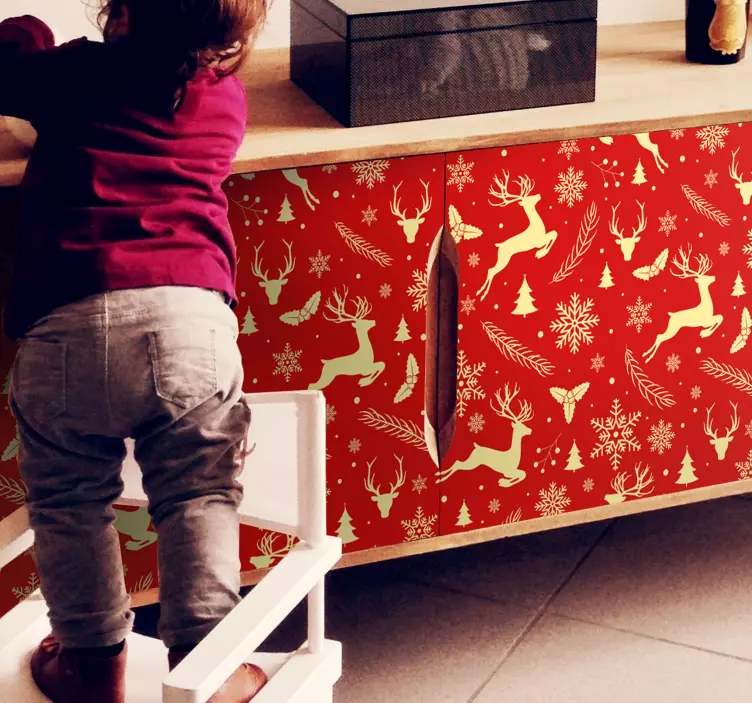 Sticker Weihnachten Elegante rot-goldene rentiere - TenStickers