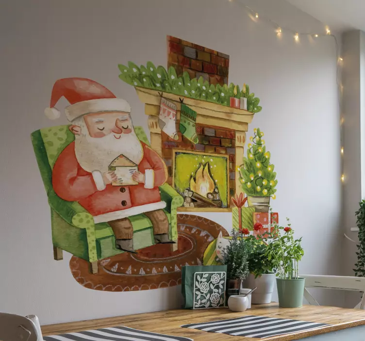 Sticker Weihnachten Kamin vater weihnachten - TenStickers