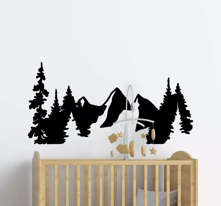 Wandtattoo welt bergwald silhouette - TenStickers