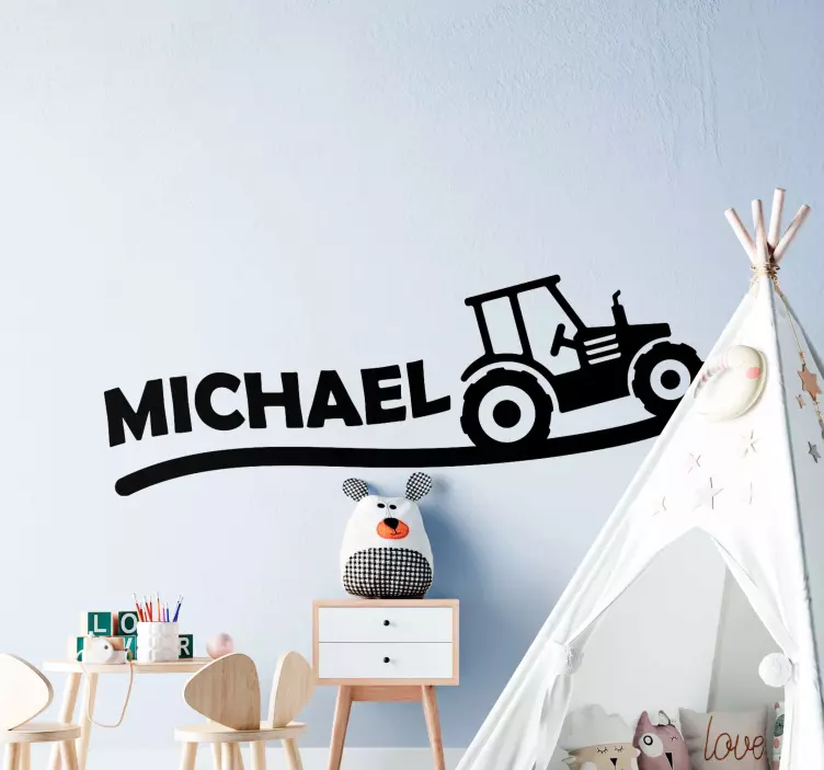 Wandtattoo Welt traktor personalisierter name - TenStickers