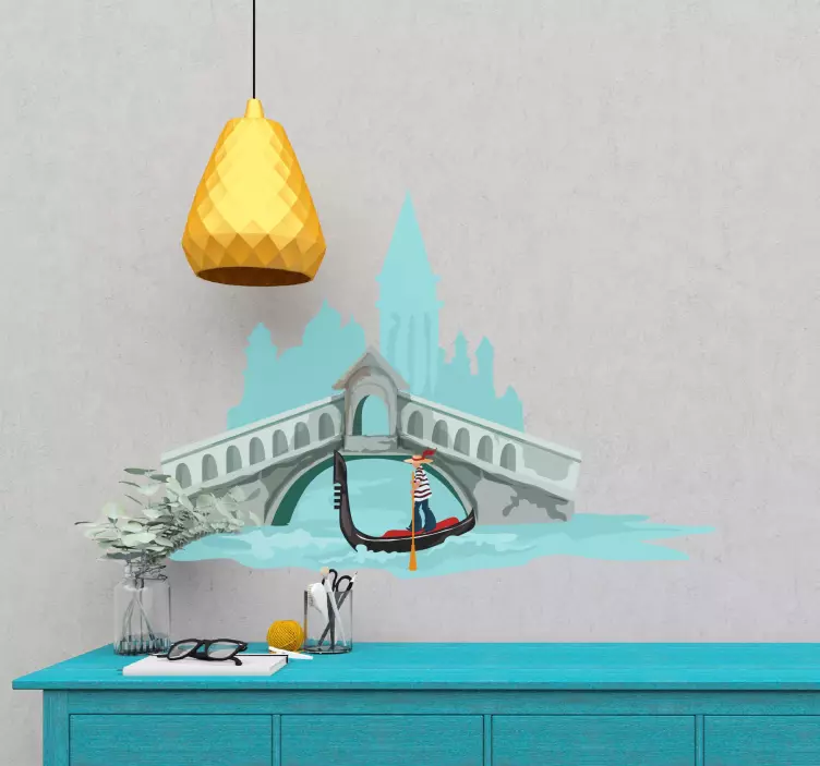 Wandtattoo Welt venezianische gondelszene - TenStickers