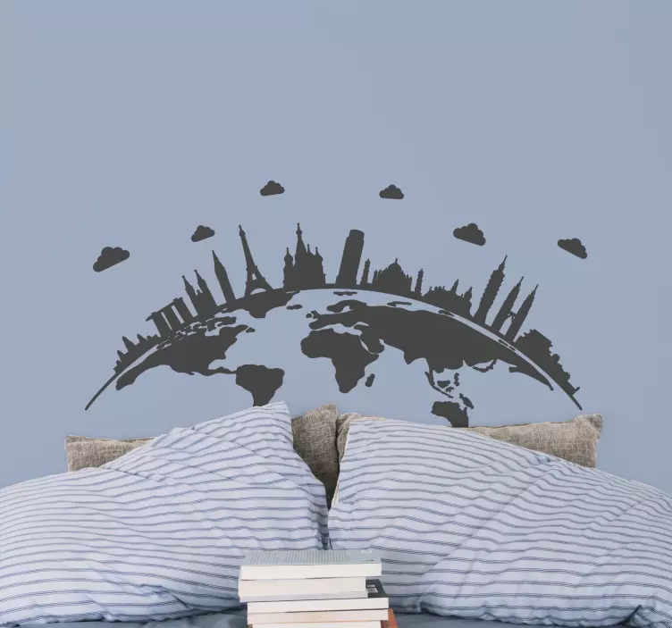 Weltkarte Aufkleber Weltkarte mit historischem denkmal - TenStickers