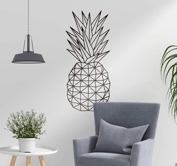 Wandtattoo Wohnzimmer Ananas geometrisch Skizze - TenStickers
