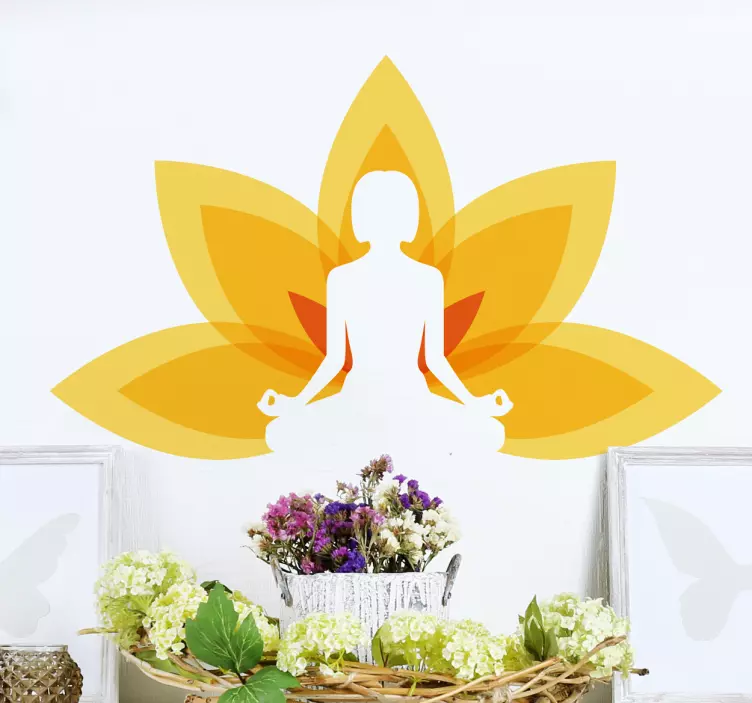Wandtattoo Yoga Figur mit Lotusblüte - TenStickers