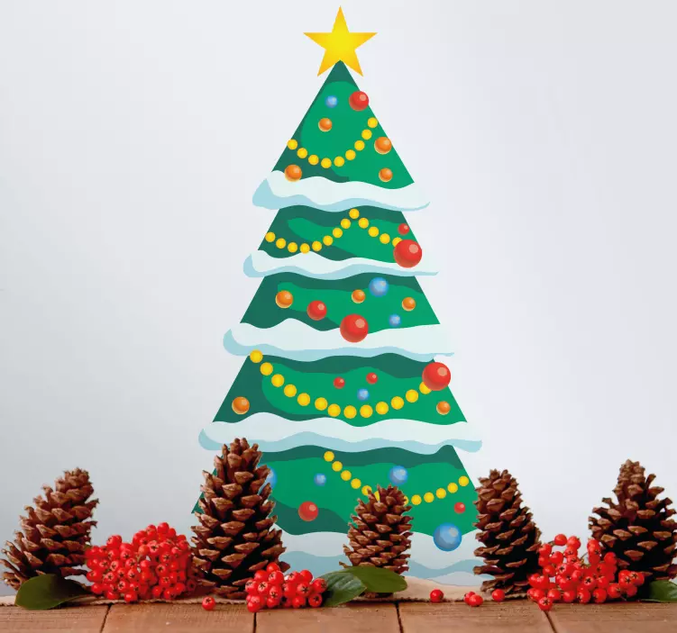 Weihnachtssticker verschneite baumdekoration - TenStickers