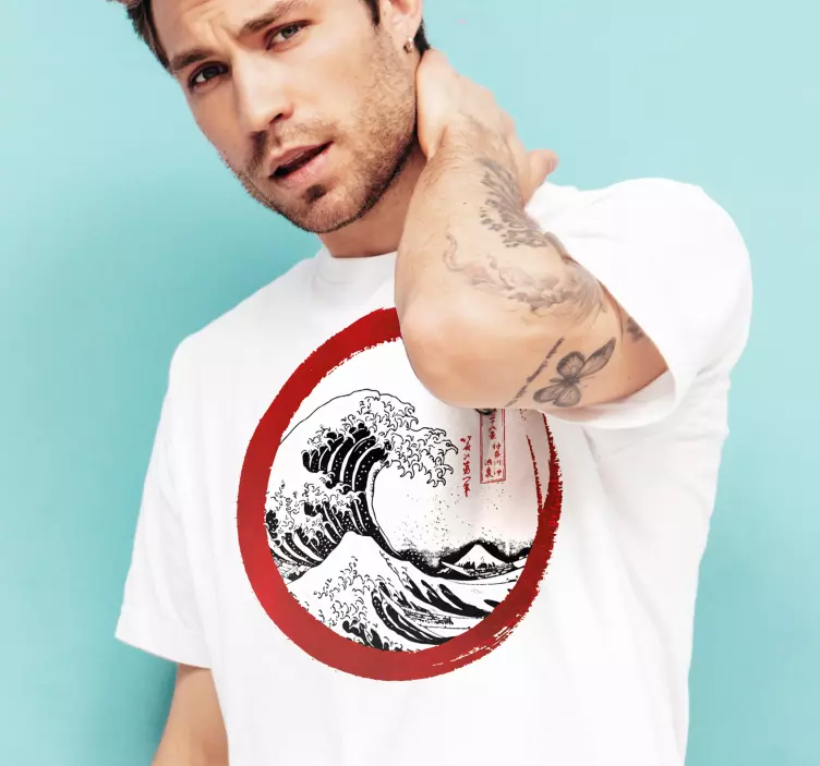 Die große welle von kanagawa kundenspezifischem T-Shirt - TenStickers