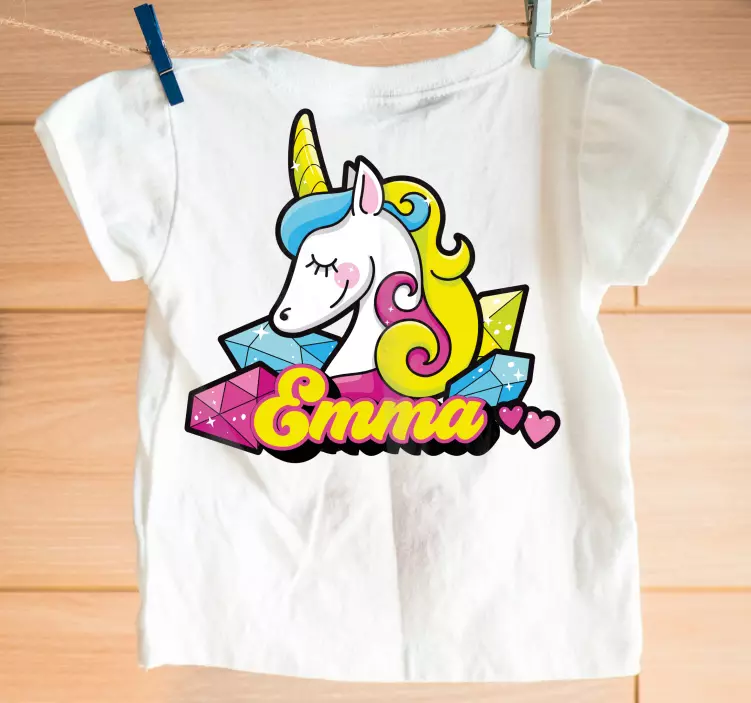 Kinder T Shirt buntes einhorn mit namen - TenStickers