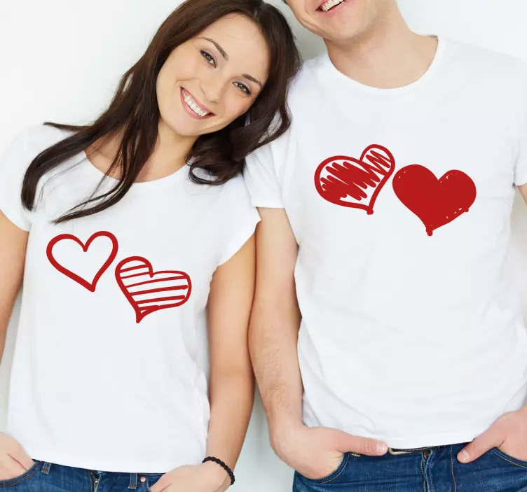 Pärchen T Shirts Rotes herz der herzen - TenStickers
