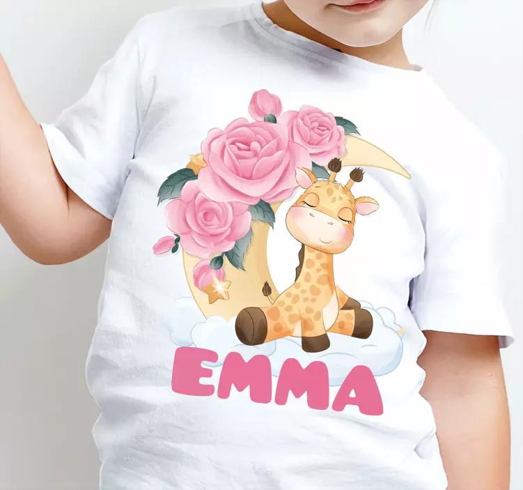 T-Shirt Baby Süße tiere giraffe mit Namen - TenStickers