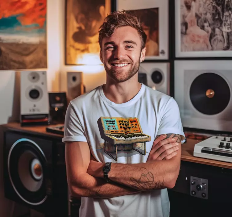 Original T Shirt retro-Synthesizer-TastaturGerman translation: Re - TenStickers