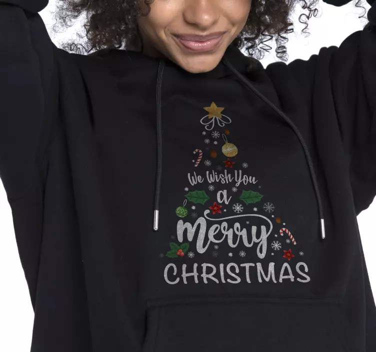Weihnachts T Shirt baum mit Ornamenten und Kalligrafie - TenStickers