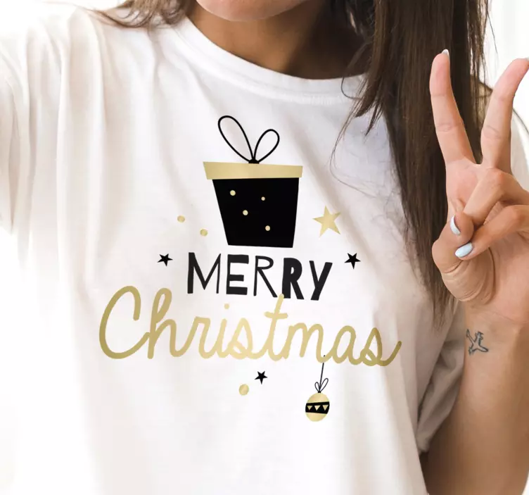 Weihnachts T Shirt eleganter geschenkbox-mustertext - TenStickers