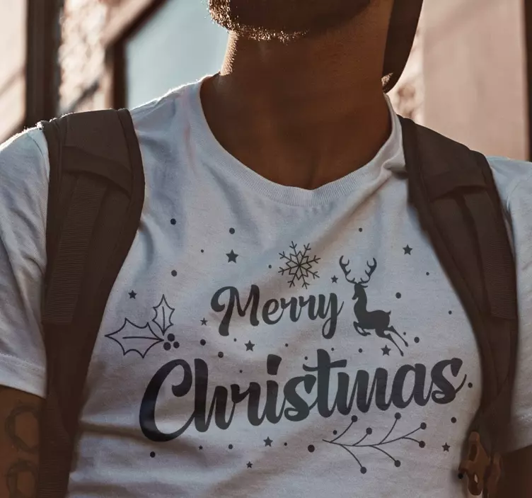 Weihnachts T Shirt Merry Christmas mit Rentier - TenStickers