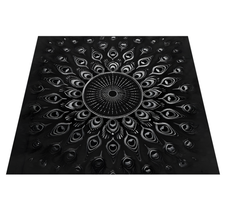 Vinyl teppich schwarz pfauenfedern - TenStickers