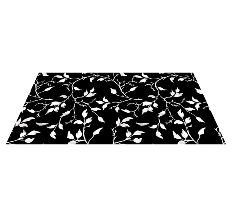 Vinyl teppich schwarz mit modernem blumenmuster - TenStickers