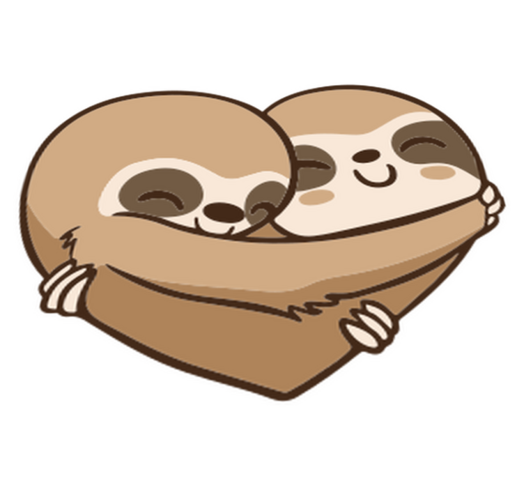 Vinyl teppich tiere anime faultier herz - TenStickers