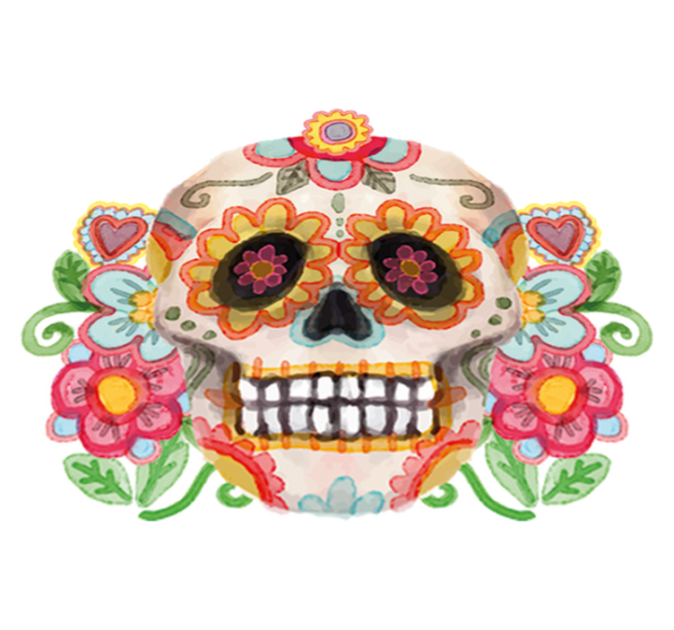 Vinyl teppich halloween aquarella blumen schädel - TenStickers