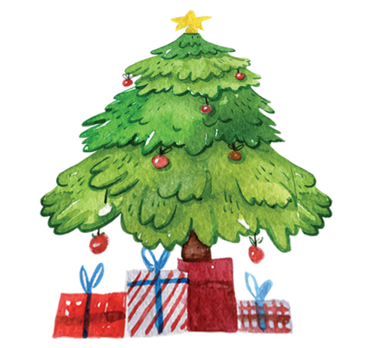 Vinyl teppich weihnachten baum mit geschenken - TenStickers