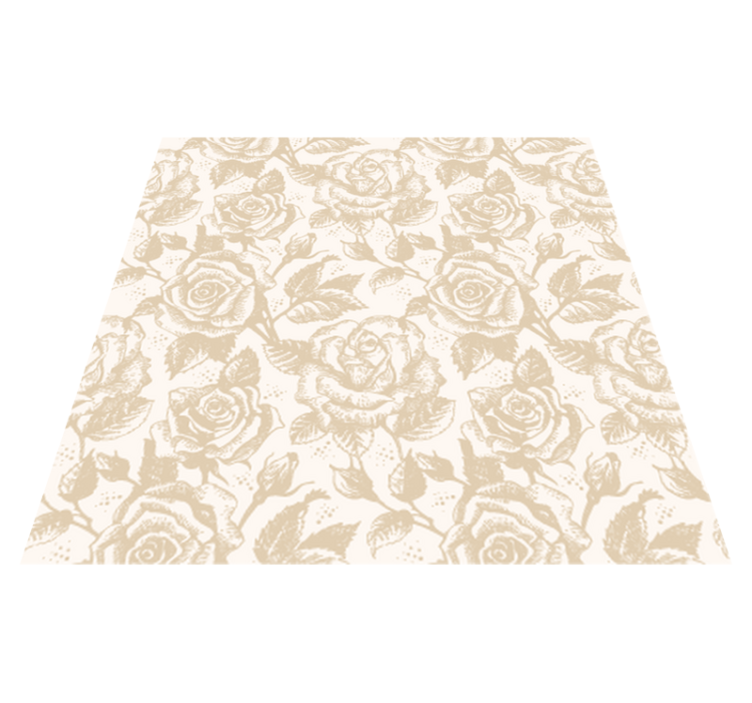 Vinyl teppich esszimmer beige vintage rosen - TenStickers