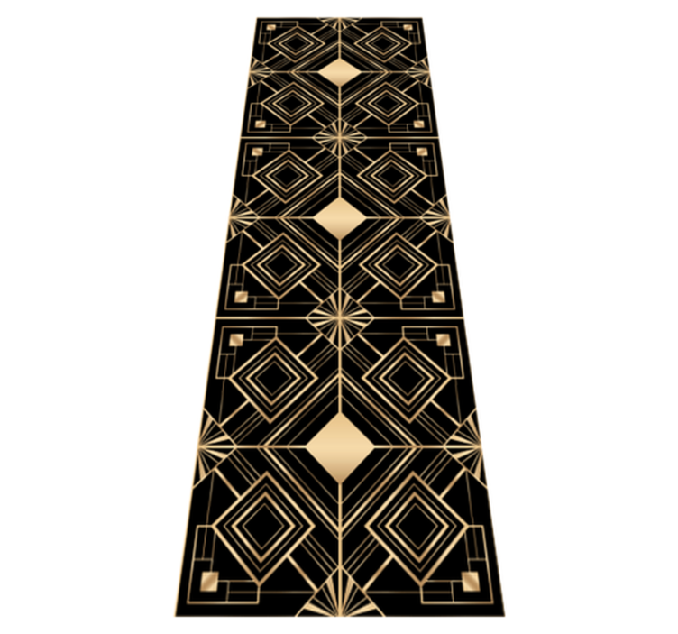 Vinyl teppich geometrisch modernes kunstmuster schwarz gold - TenStickers