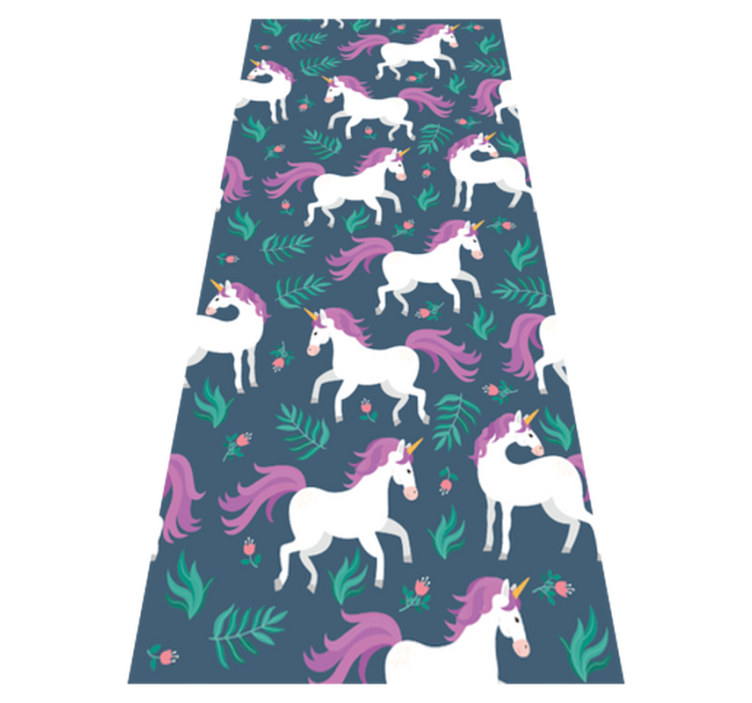 Vinyl teppich schlafzimmer mit flachem einhorn blau muster - TenStickers