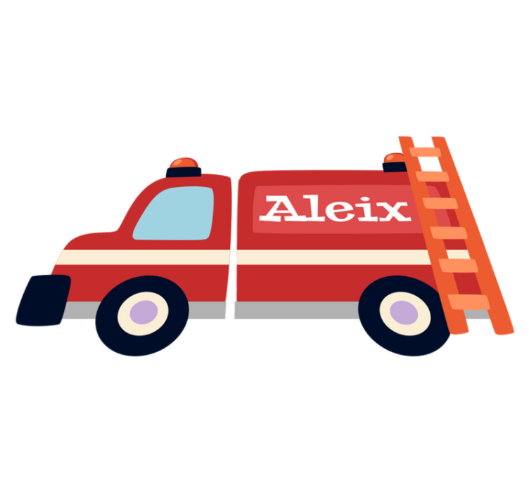 Vinyl teppich kinder feuerwehrauto mit namen - TenStickers