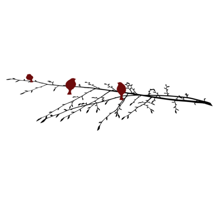 Vinyl teppich schlafzimmer mit roten vögeln auf ast - TenStickers