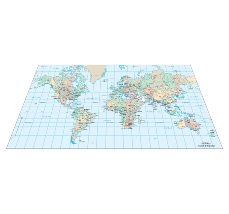 Vinyl teppich weltkarte mit englisch stundenplan - TenStickers