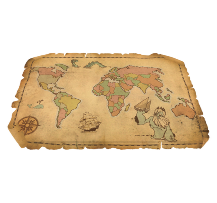 Vinyl teppich weltkarte im antiken vintage design - TenStickers