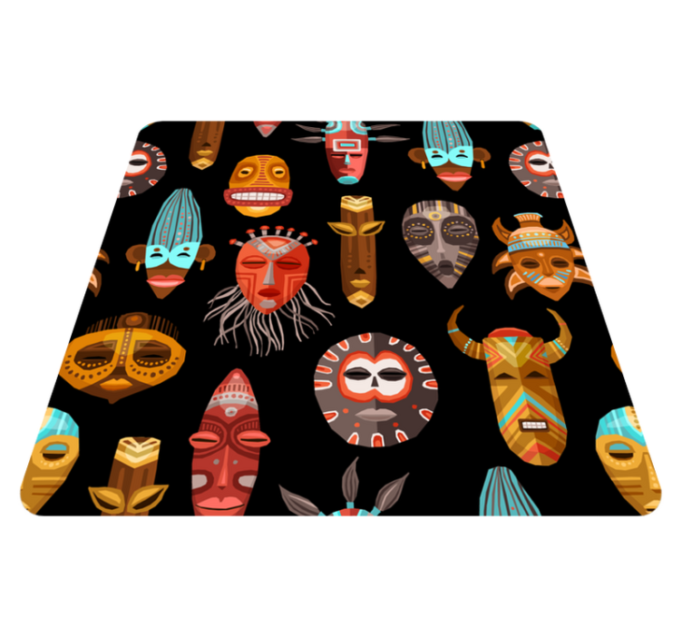 Vinylteppich Wohnzimmer tribal Mask Motif Ensemble - TenStickers