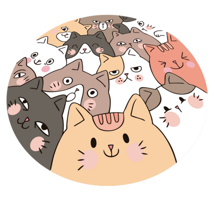 Vinyl Teppich Tiere cartoon-katzengesichter - TenStickers