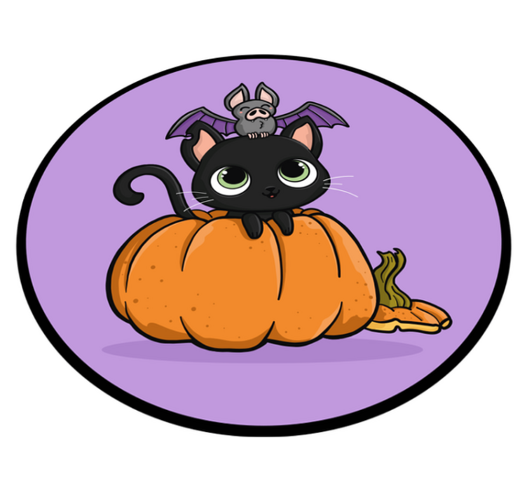 Vinyl Teppich Halloween halloween fledermaus katze - TenStickers