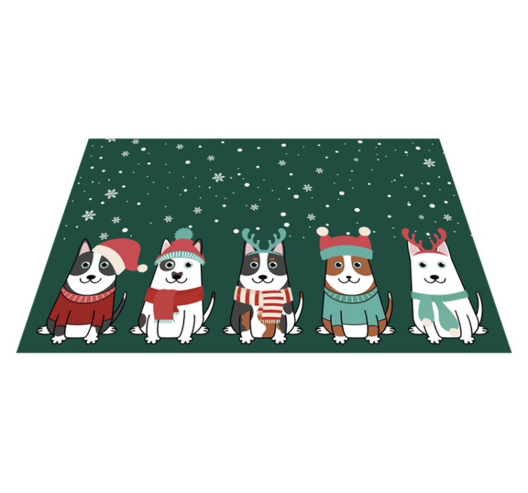 Vinyl Teppich Weihnachten festliches hunde ensemble - TenStickers