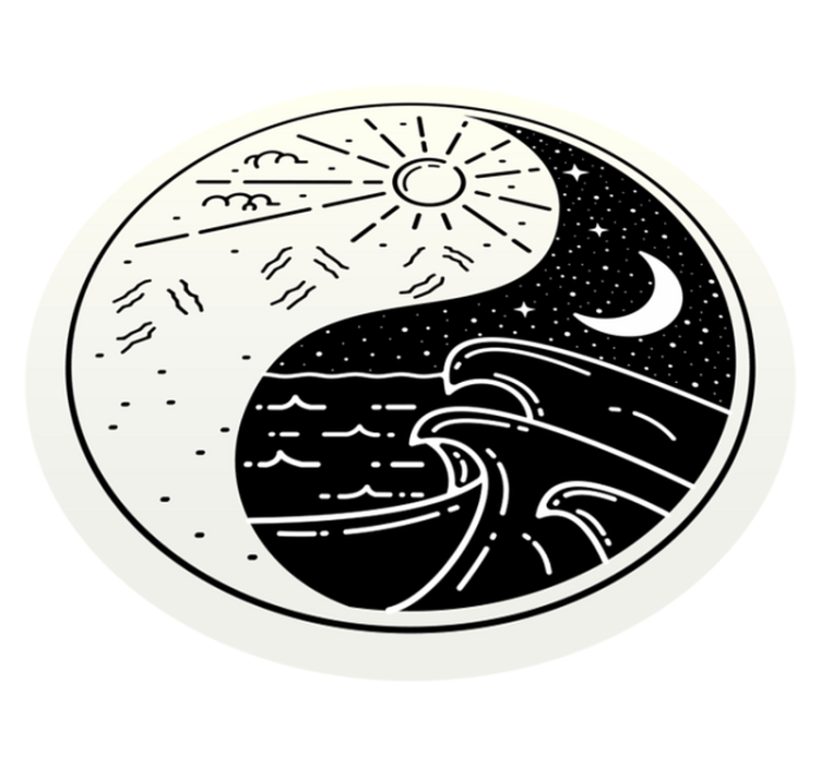 Vinylteppich modern Yin yang sonne und mond - TenStickers