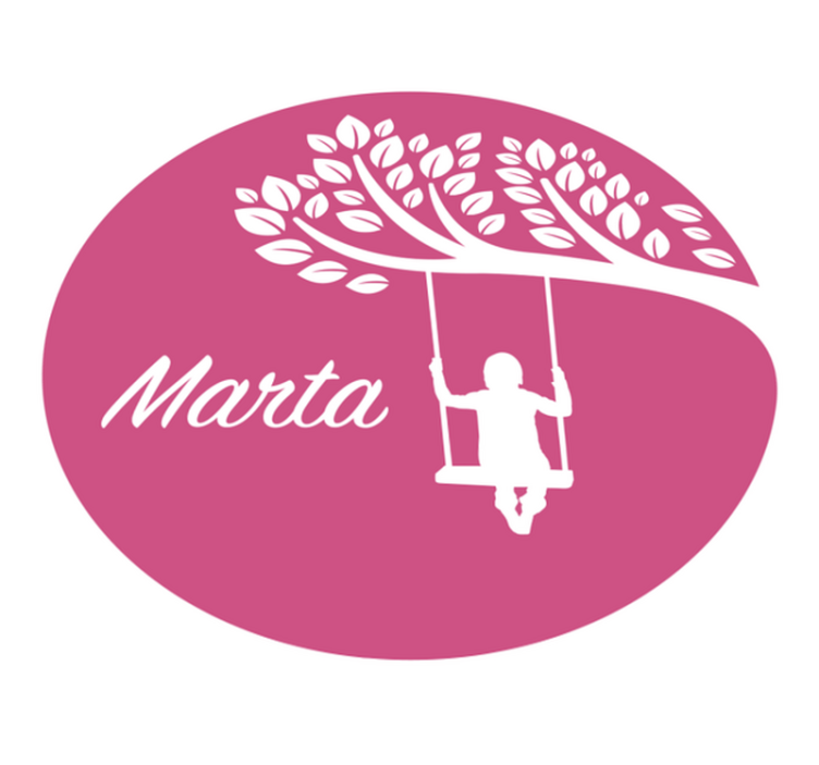 Vinylteppich kindlich Mädchen auf schaukel rosa Hintergrund - TenStickers