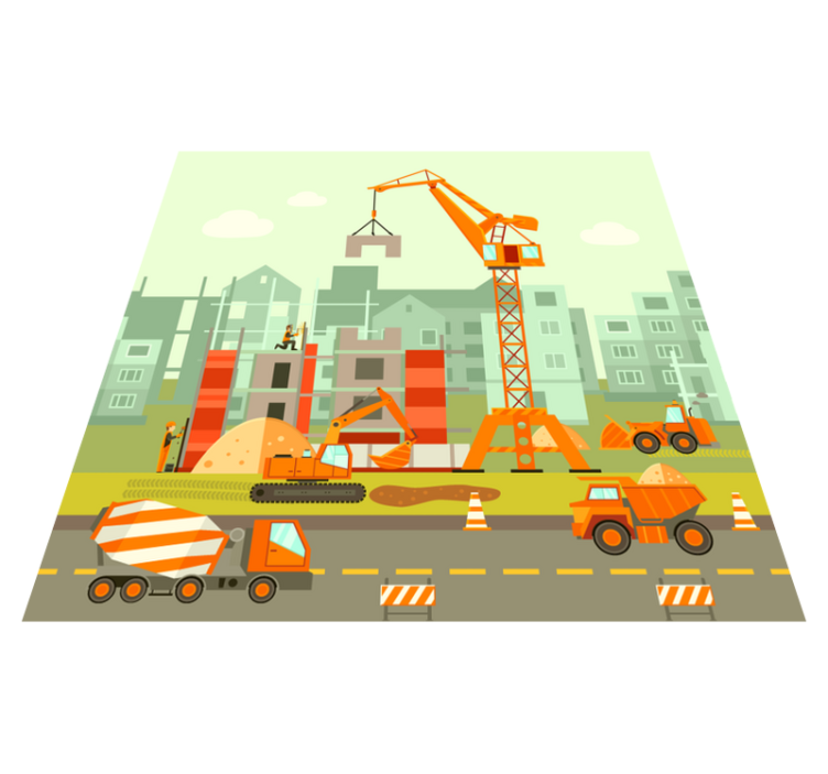 Vinylteppich kindlich Baustellen-lkws - TenStickers