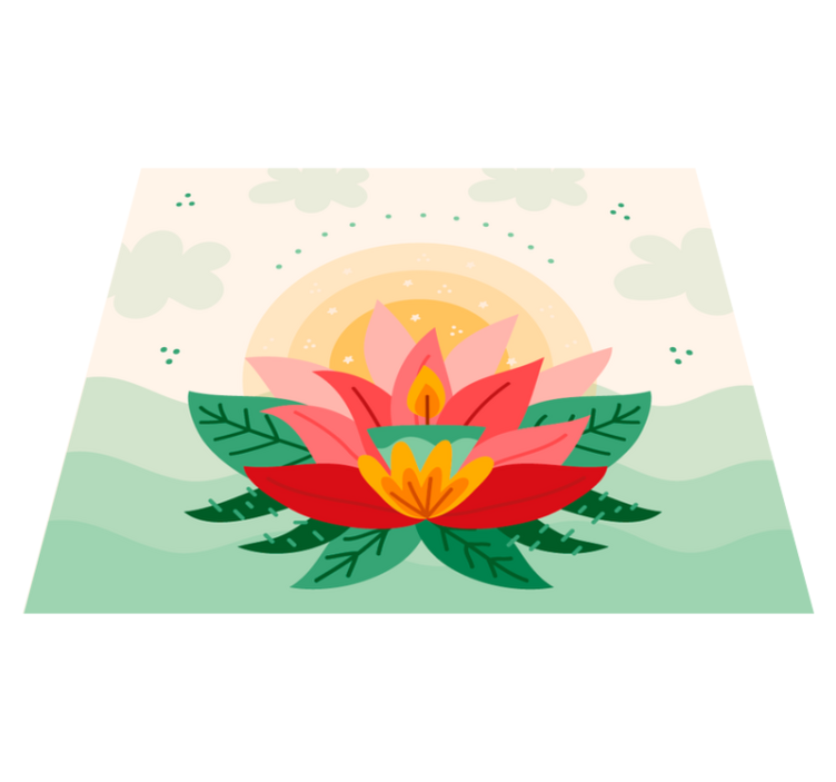 Vinyl Teppich Blumen lotusblütenillustration - TenStickers