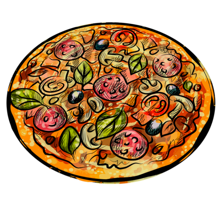 Vinyl Teppich Küche Cartoon pizza küche - TenStickers