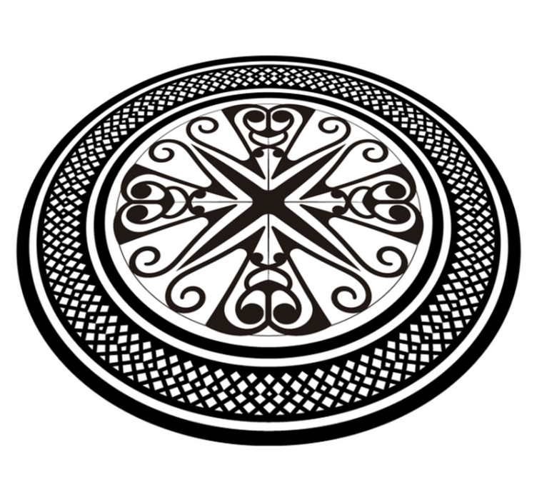 Vinylteppich Mandala Schwarz-weiß-mandala - TenStickers