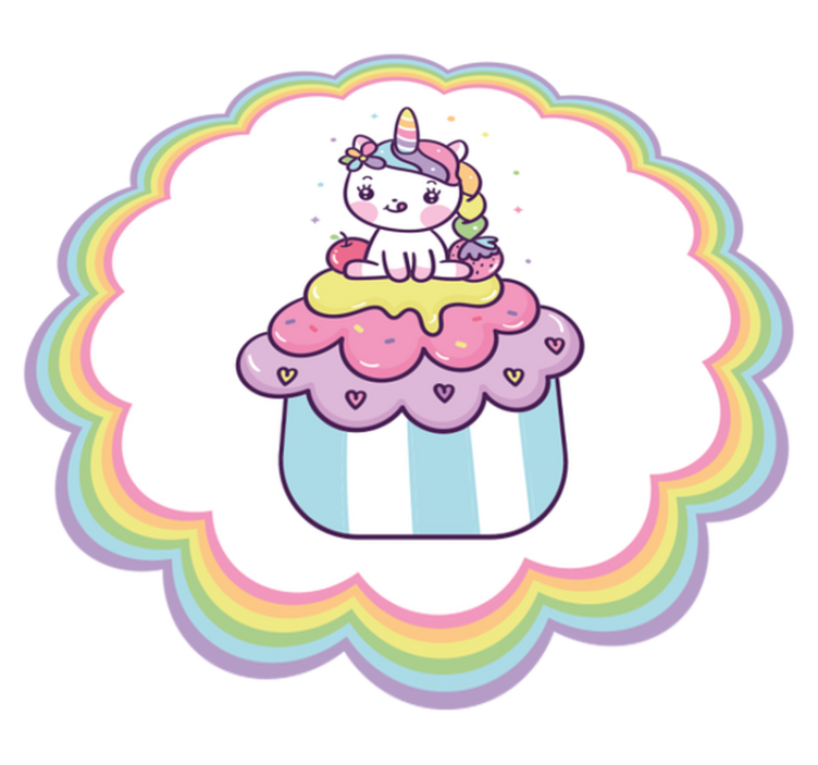 Vinyl Teppich Kinder einhorn in einem cupcake - TenStickers