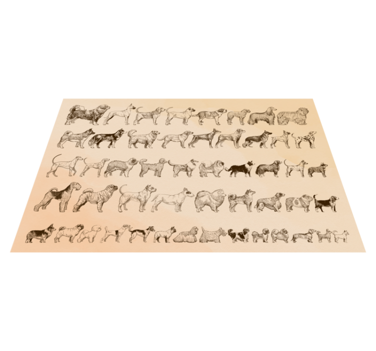 Vinyl Teppich Tiere beige hundeillustrationen - TenStickers