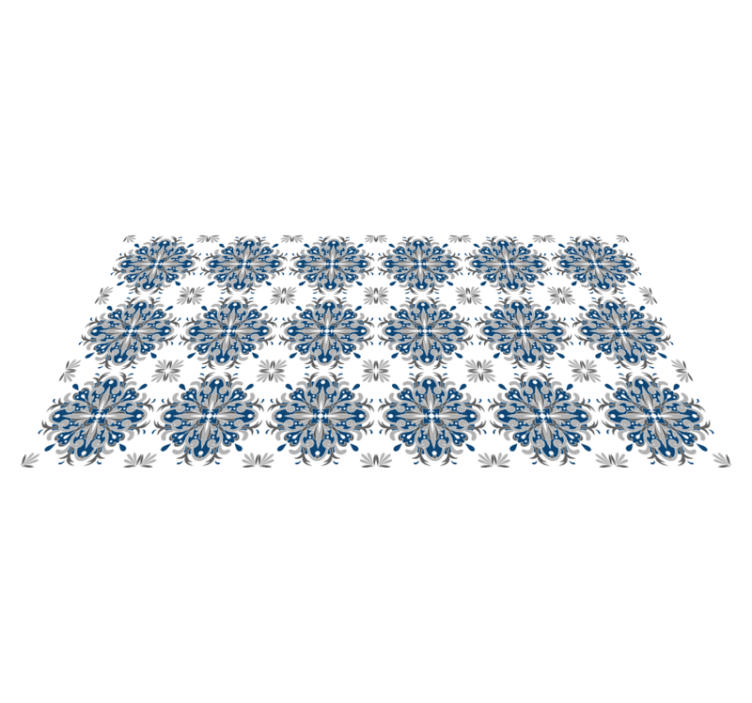 Vinyl teppich mosaik elegantes blaues blumenmuster - TenStickers