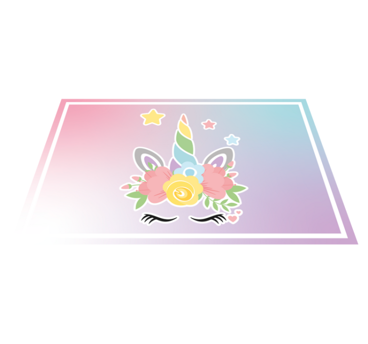 Vinylteppich Baby Einhorn mit blumen - TenStickers