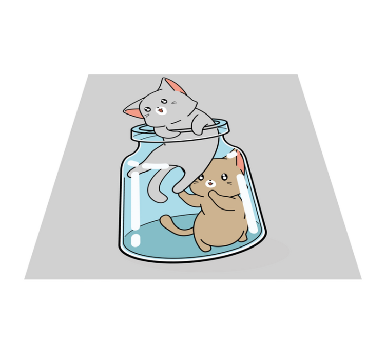 Vinyl teppich tiere süße katzen dose - TenStickers