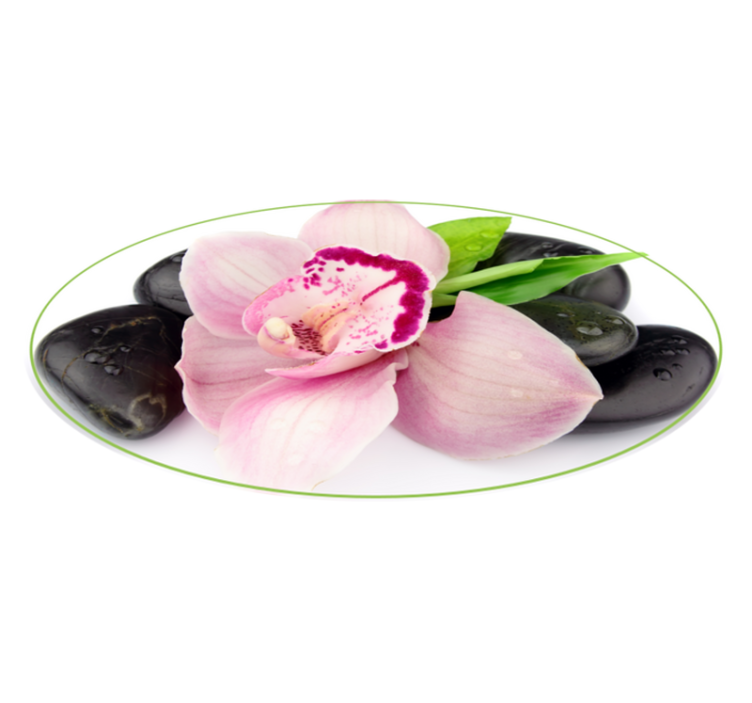 Vinylteppich Blumen Rosa orchidee mit steinen - TenStickers
