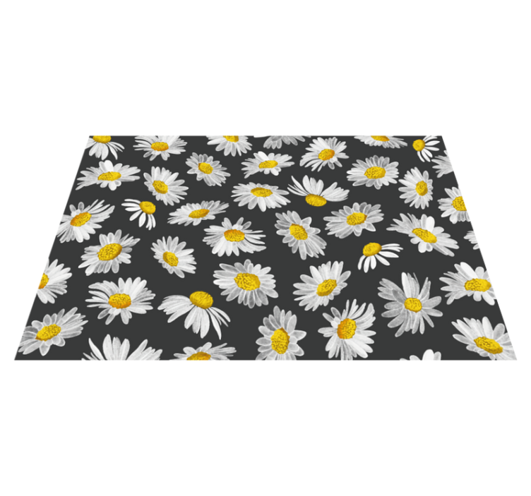 Vinyl Teppich Blumen gänseblümchen-grau-motiv - TenStickers